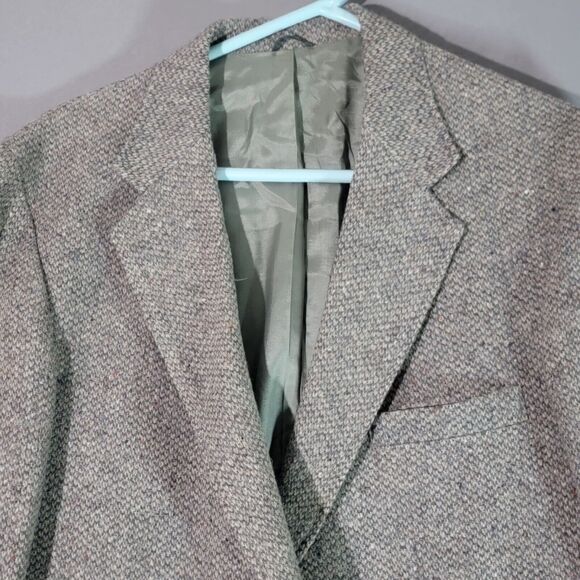 Vintage Levis Strauss Wool Tweed Blazer Lg Sports Coat Elbow Patches Herringbone - Picture 2 of 16